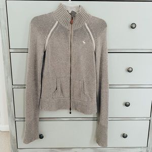 Abercrombie & Fitch grey / suede double zipper sweater